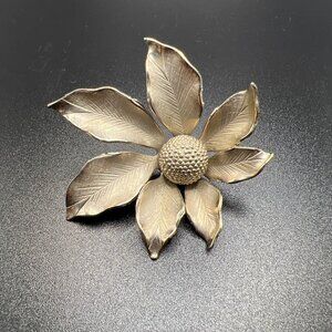 Vintage Giovanni Poinsettia Flower Silver  tone Brooch Pin